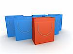 3d rendered illustration of some orange shopping bags