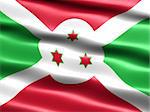 Flag of Burundi, computer generated illustration with silky appearance and waves