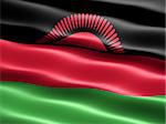 Flag of Malawi, computer generated illustration with silky appearance and waves