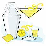 Retro-stylized cocktail spot illustration: Lemon Drop
