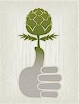 Stylized Green Thumb and Flower/Thumbs Up Concept Icon; Easy-edit layered file.