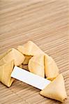 fortune cookies - one open cookie with space for text, whole text area in focus