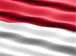 Flag of Indonesia, computer generated illustration with silky appearance and waves