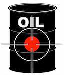 black oil barrel with crosshair target on it