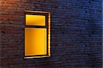 illuminated window on a brick wall 3d scene