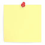 sticky blank yellow note paper on white background