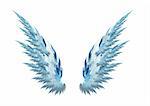 Blue angel wings made with fractal design, white background