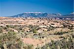 Petrified Dunes in Arches National Park in Utah, USA - La Sal Mountains in background