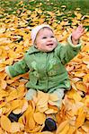 baby at a park in Autumn