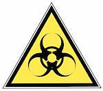 biohazard warning on yellow triangle sign