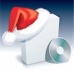 Santa Claus cap on a software box with CD.