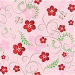 Floral seamless background for yours design use. For easy making seamless pattern just drag all group into swatches bar, and use it for filling any contours.