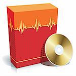 Red blank 3d box with medical software and CD.