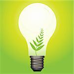 Vector - Ecological or green light bulb with leaf as the filament.