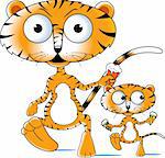 Illustration of a cartoon tiger and cub