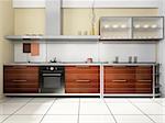 Kitchen set on a background of  wall