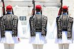 ceremonial changing three guards in Athens, Greece