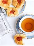 Tea with cookies on a light background