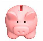 Piggy bank of pink color. Object over white