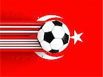 soccer ball on background of the flag turkey