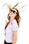 Sexy isolated young woman in stylish sunglasses