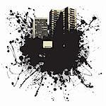 Grunge ink splat business background with copy space