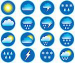 Symbols for the indication of weather. Vector illustration.