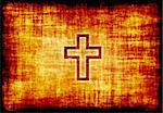 Christian Holy Cross Engraved on Parchment Background