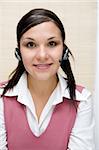 attractive brunette woman with headphone