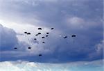 Massive air drop of World War II era paratroopers