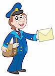 Cute postman with letter - vector illustration.