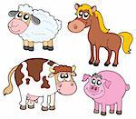 Farm animals collection - vector illustration.