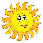 Happy Sun on white background - vector illustration.