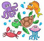 Marine animals collection - vector illustration.