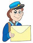 Postman with letter - vector illustration.