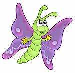 Cute purple butterfly - color illustration.