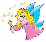 Little fairy with magic wand - color illustration.