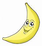 Smiling yellow banana - color illustration.