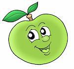 Smiling green apple - color illustration.