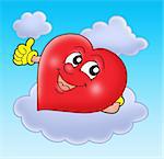 Smiling heart on cloud - color illustration.