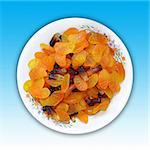 A plate of orange slice and cola bottle shaped jelly candies. Including clipping path.