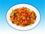 A plate of orange slice shaped jelly candies. Including clipping path.