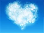 Beautiful cloud as heart in the blue sky