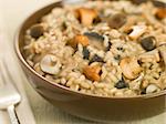 Bowl of Wild Mushroom Risotto with fork