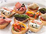 Close up of Plated Selection of Crostini