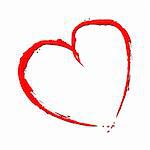 Red heart with fragmentary edges on white background