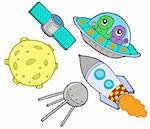Space collection on white background - vector illustration.