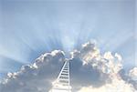 Conceptual image - 3d ladder in the sky