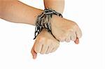 the hands bound chain. Photo is isolated