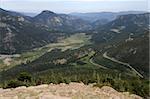 Looking down on a mountain landscape, Rocky Mountain National Park, Estes Park, Colorado